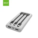 Power Banks 10000mAh Built in Cable Dual USB Portable Wholesale Price Customized Power Bank 10000mAh With Cable-5000-10000(mAh) / White