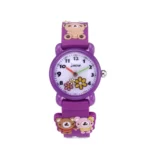 Sports Analog Quartz Watch for Kids & Pupils 3D Bear Pattern Waterproof Glass Dial Fashionable & Stylish 5mm PC Case for Girls-cute bear / Purple