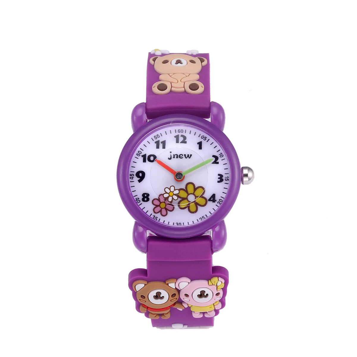 H308ff3b769d1497ea9cb489d474ed68dW.webp Sports Analog Quartz Watch for Kids & Pupils 3D Bear Pattern Waterproof Glass Dial Fashionable & Stylish 5mm PC Case for Girls-cute bear / Purple - Image 1