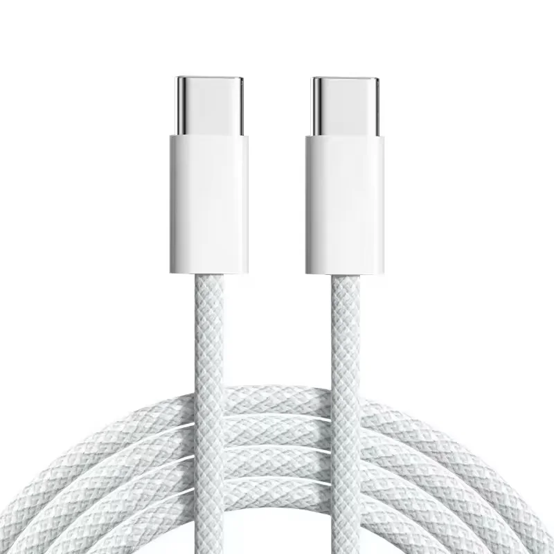 H37b95c6a67e54baa8f7d456888947160c.webp New Nylon Braided PD Fast Charging Cable Type-C to Type-c Cord Data Cable for Smart Phones Pure Copper Shenzhen Manufacturer-1 m / White - Image 1