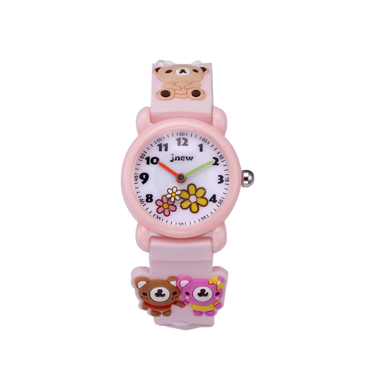 H60ec4a736d7c41458f8329712184f86bc.webp Sports Analog Quartz Watch for Kids & Pupils 3D Bear Pattern Waterproof Glass Dial Fashionable & Stylish 5mm PC Case for Girls-cute bear / Pink - Image 1