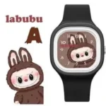 New Labubu Kids Watch Cartoon Dolls Character Round Silicone Strap Analog Digital Watch Boys Girls Children Toys Birthday Gifts-Round dial / Black