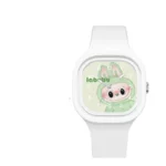 New Labubu Kids Watch Cartoon Dolls Character Round Silicone Strap Analog Digital Watch Boys Girls Children Toys Birthday Gifts-Round dial / White