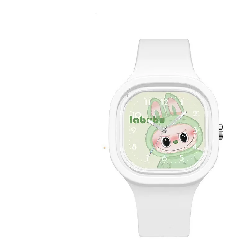 Hddac4b03e42e47e294ecbec903a73608r.webp New Labubu Kids Watch Cartoon Dolls Character Round Silicone Strap Analog Digital Watch Boys Girls Children Toys Birthday Gifts-Round dial / White - Image 1
