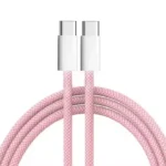 New Nylon Braided PD Fast Charging Cable Type-C to Type-c Cord Data Cable for Smart Phones Pure Copper Shenzhen Manufacturer-1 m / Pink